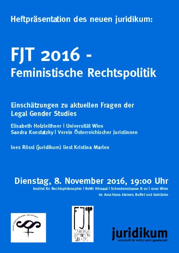 Plakat: FJT 2016 Feministische Rechtspolitik